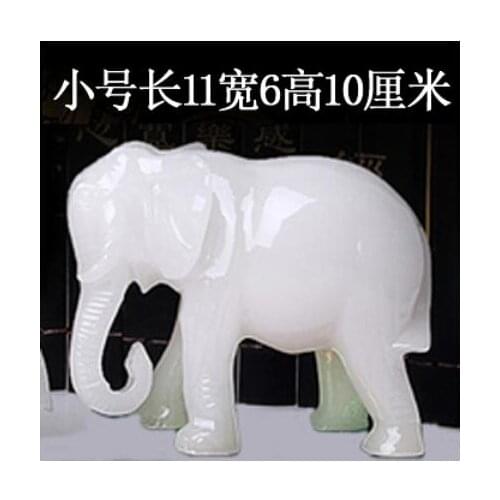 Lucky white jade elephant furnishing imitation white absorb money water elephant crafts Animal decorations cculpture statue