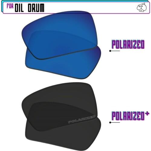 EZReplace Polarized Replacement Lenses for - Oakley Oil Drum Sunglasses - BlackPPlus-SapphireP