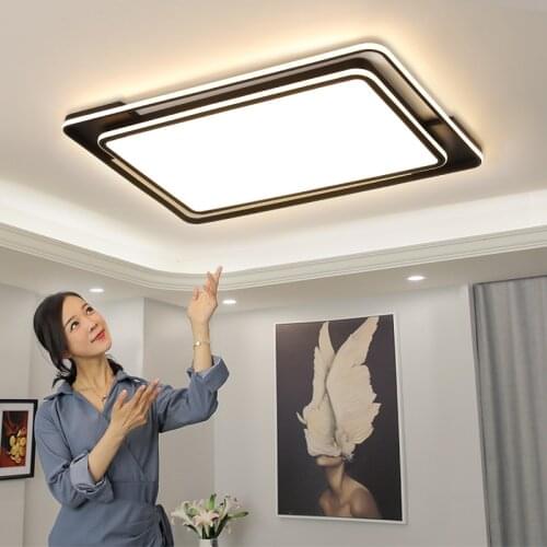 Modern LED Ceiling Lights With Remote Dimmable Square Rectangle Lighting Black Led Ceiling Lamps for Living Room Bedroom Kitchen