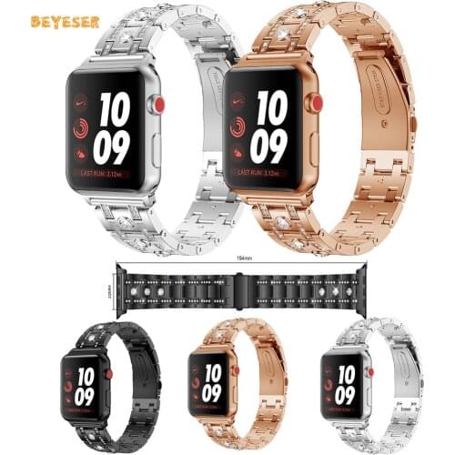 Alloy Diamond Strap For Apple Watch 38mm 42mm Smartwatch Replacement Wristband Women Rhinestone Watchband For iWatch 40mm 44mm