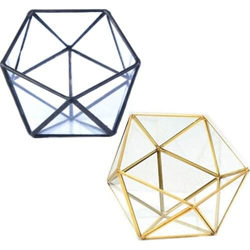 Glass Terrarium Storage Box Jewelry Holder,Glass Geometric Terrarium Tabletop Succulent Plant Box Planter Holder Case