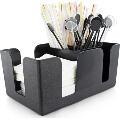 Storage Rack Tissue Holder Storage Box Multifunction Tissue Straw Bar Tissue Box Tableware Rack Plastic Straw Tissue Holder 1pcs