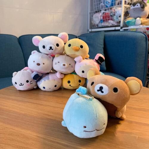Sumikko Gurashi Plush Toy Cute San-X Corner Bio Plush Doll Japanese Anime Kawaii Animal KeyChain Ring Pendant Gift for Girls