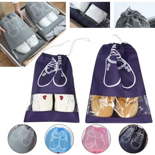 Portable Shoes Bag Waterproof Travel Clothing Handbag Dust-proof Non-Woven Tote Drawstring Package Dolap Home Storage Organizer