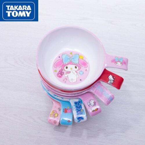 TAKARA TOMY Hello Kitty Cartoon Melamine Handle Bowl Anti-scalding Anti-fall Creative Personality Cute Tableware