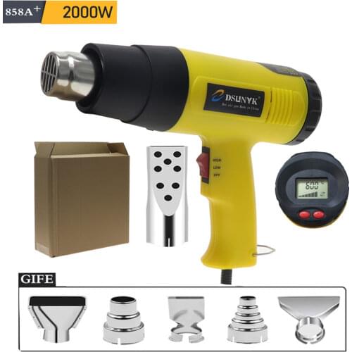 DSUNYK 2000W LCD Industrial Grade Hot Air Gun Hair Dryer Construction 220V Electric Adjustable Temperature Heat Gun Welding Tool