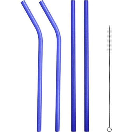 UPORS 4Pcs/Set Color Changing Straws Reusable Stainless Steel Drinking Straws Induction Temperature Color Change Metal Straw Set