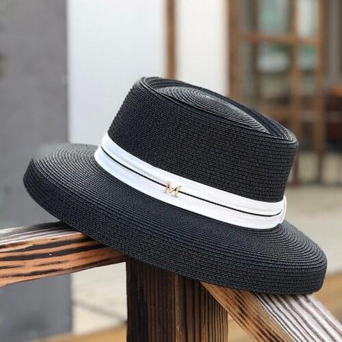 Spring Summer New Arrivals Concave French Sun Hats With M Letter Vintage Straw Hat For Women Beach Holiday Sun Cap Chapeau
