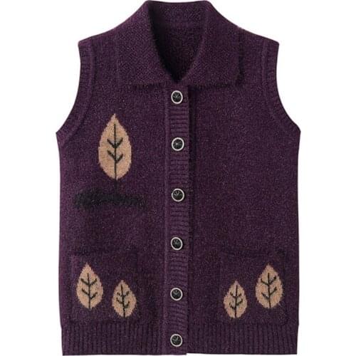Women Autumn Winter Sweater Vest Waistcoat Female Sleeveless Coat Cardigan Knit Short Sweater Vest Coats Mother Loaded 4XL K110