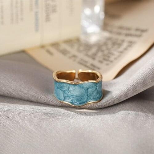Gothic Adjustable Opening Chunky Rings Gold Color Plated Colorful Enamel Joint Finger Ring for Women Girls Vintage Jewelry Gift