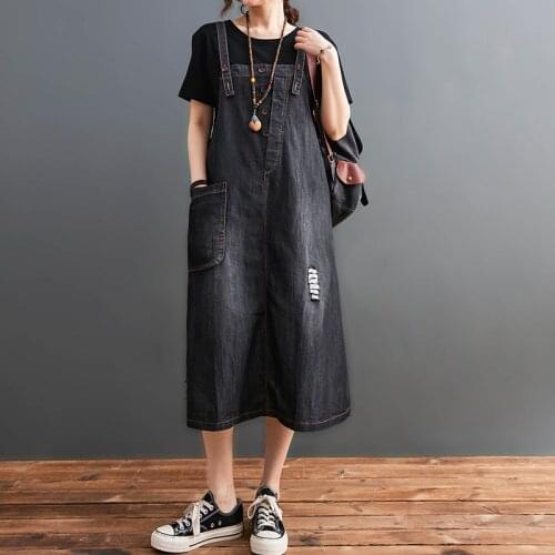 Korea Fashion Preppy Style Street Wear Girls Strap Dinem Dress 2021 New Arrival Frazzle Hole Women Summer Casual Midi Dress