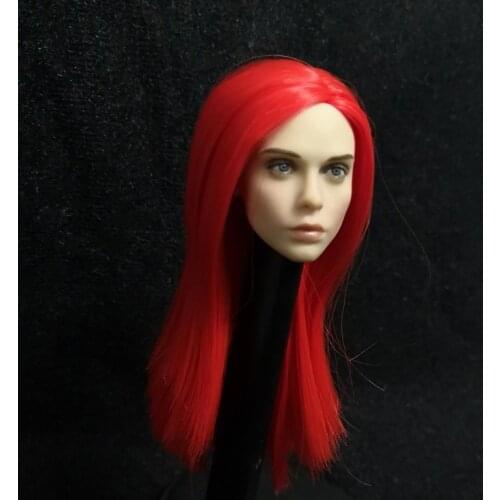1:6 red Long Hair Europe beauty 1/6 Scale Red Hair Head Sculpt Carving Fit 12" Phicen Female Figure Body Toys