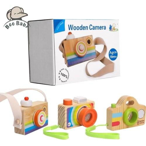 1pc Wooden SLR Camera Toy DIY Nursing Gift Room Decor Baby Block Cute Cartoon Camera Hanging Montessori Toy Wooden DIY Presents