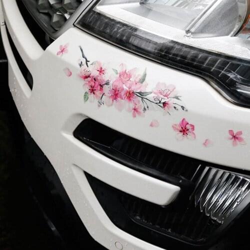1PC Cherry Blossom Floral Car Stickers Love Pink Auto Vinyl Deca Bumperl Window for Women Car Tuning Styling Accessories
