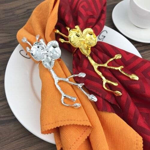 12PCS/Metal Plum Flower Napkin Ring, Gold and Silver Napkin Holder, Table Setting Decoration, Used for Western Food Party