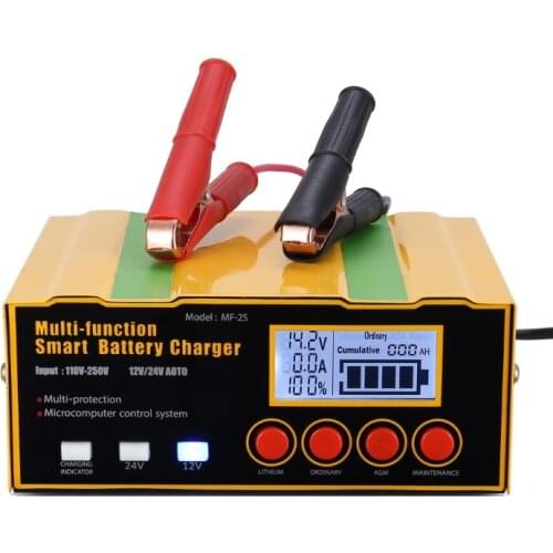 2020 new!AGM Car Battery Charger, 220W Intelligent Pulse Repair Battery Charger 12V 24VTruck Motorcycle Charger