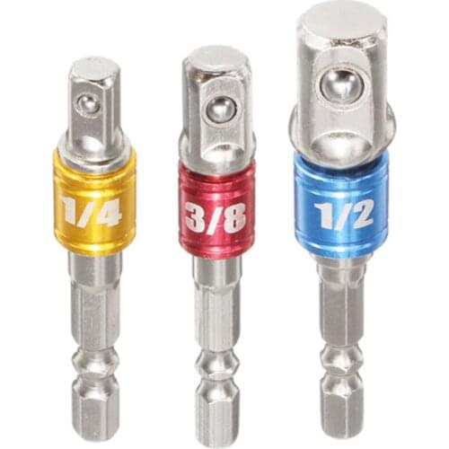 3Pcs Power Screwdriver Extension Bar Adapter 1/4 Inch Hex Shank Power Screwdriver Driver Socket Bit