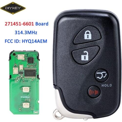DIYKEY 271451-6601 4 Button 314.3MHz Smart Remote Key Fob HYQ14AEM for Lexus LX570 2008 2009 2010 2011 2012 2013 2014 2015 2016
