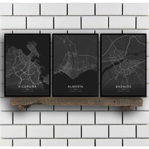 A Coruna Almeria Badajoz Barcelona Bilbao Catral Gijon Girona Granada Huelva Ibiza Las Palmas Leon Madrid Spain Poster