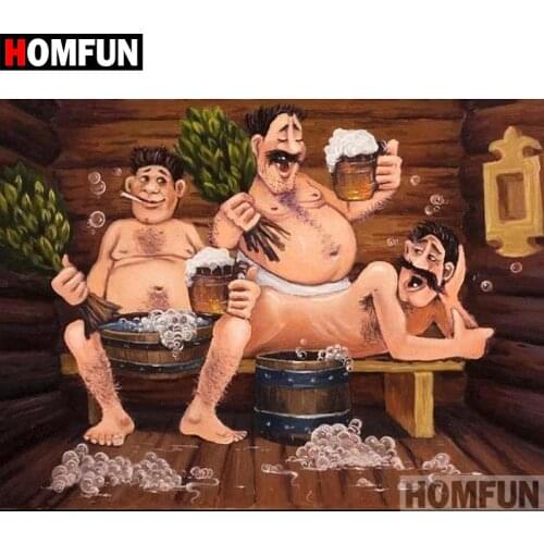 HOMFUN 5D DIY Diamond Painting Full Square/Round Drill "Bathing chart" 3D Embroidery Cross Stitch gift Home Decor A00569