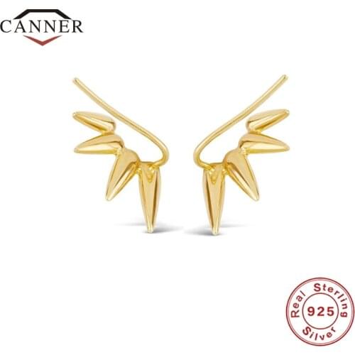 CANNER Real 925 Sterling Silver Piercing Earring Fashion Pointed Ear Hook Stud Earrings for Women Jewelry Pendientes Plata 925