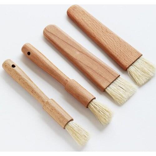 Household Kitchen Brush Barbecue Oil Brush Round Handle Bristle Brushes Flat Pastry Baking Brush Kitchen Cooking Brush