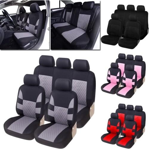 AUTOYOUTH Car Seat Covers Universal Fit Full Set Car Seat Protectors Tire Tracks Car Seat Accessories - 9PCS, Black/Gray/Red