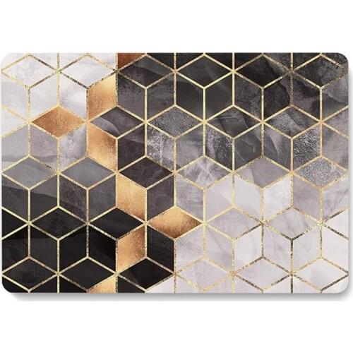 Grey Black Gold Art Pattern Laptop Case For MacBook Retina Air 11 12 13.3 New Pro 15.4 16 inch Cover shell