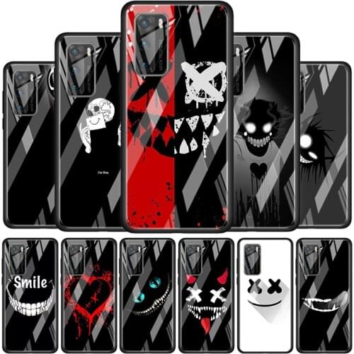 Smile Skeleton Devil Tempered Glass Cover For P40 P30 P20 P10 P Smart Z Pro Plus Lite 2019 2020 2021 Phone Case Coque