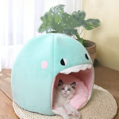 Cute Cartoon Little Dinosaur Cat House Warm Comfortable Bed Pet High for Pets The Best Domestic Accessories
