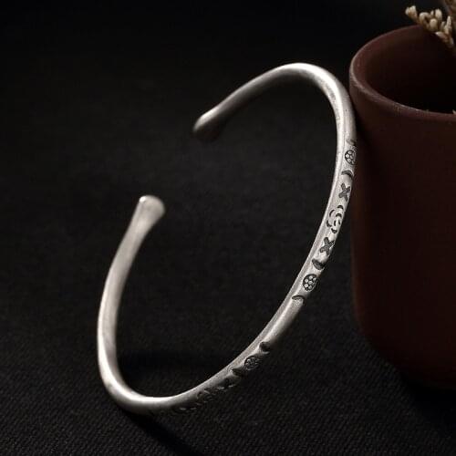 Natural open S925 sterling silver matte pattern for women charm bracelet 925 bracelets for women bracelets for women