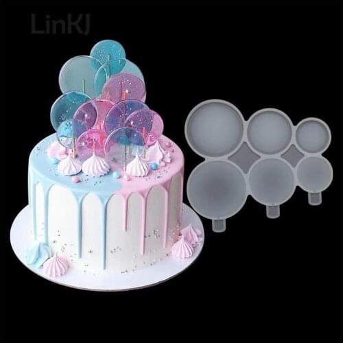 Round/Heart/Hexagon Lollipop Silicone Mold Chocolate Candy Cake Molds Popsicle Mould Cake Decorating Tools Baking Accessories