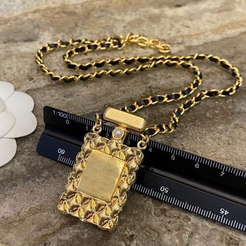 Hot Sale Newest Fashion Luxury Brand Necklace Perfume Bottle Pendant Leather Chain For Women Party Jewelry High Quality Bijoux