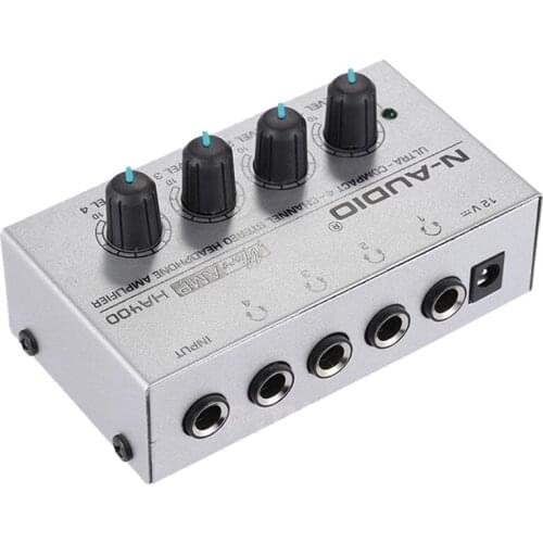 HA400 4 Channel Ultra-compact Headphone Audio Stereo Amp Microamp AmplifierStereo Headphone AMP Amplifer+US Adapter G6H9
