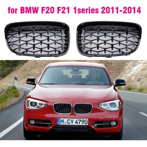 Chrome Black Diamond Kidney Grille Grill 1 Pair Outdoor Anti-resistance Repairing Parts for BMW 1 Series F20 F21 2011-2014