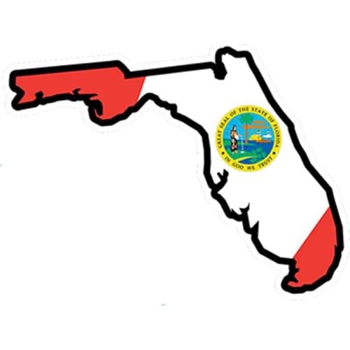 Personality Car Styling Florida Flag Map Shape Printed Vinyl Decal Sticker USA Waterproof Window Bumper Accessories Apply To Car