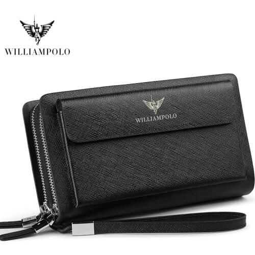 WILLIAMPOLO Leather Fashion Clutch Bag iPhone 8 Holder Portemonnee Men Wallet 21 Card Holder Wallet PL312