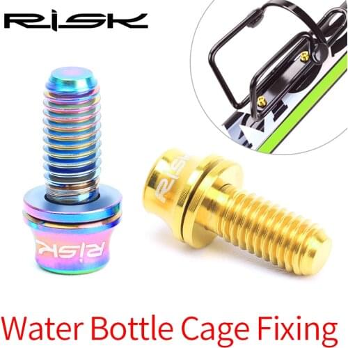 RISK 2pcs/box Road Mountain Bike Bicycle M5x12 Conical Head Water Bottle Cage Fixing Bolts W/ Washer Air Pump Holder Fixed Screw