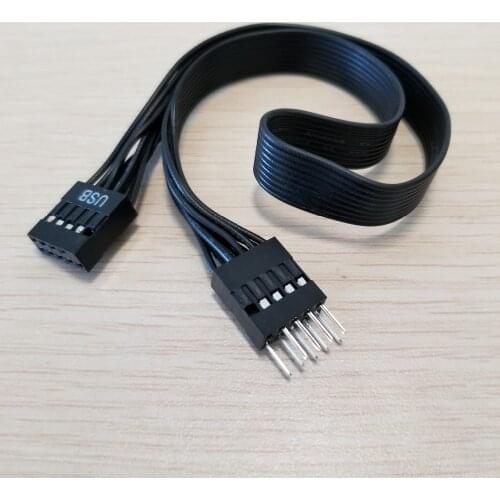 PC Computer Motherboard USB 9Pin Dupont Adapter Male to Female Entension Data Cable Black 30cm