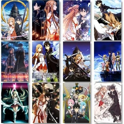 Sword Art Online Kirito and Asuna Poster Video Game Animation Print Modern Interior Paintings Decorating for Home Living Room