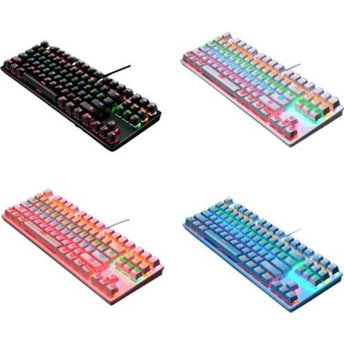 Mechanical Gaming Keyboard with True RGB Backlit Collapsible Wrist Rest 87-Key Blue Switch Green Axis Punk