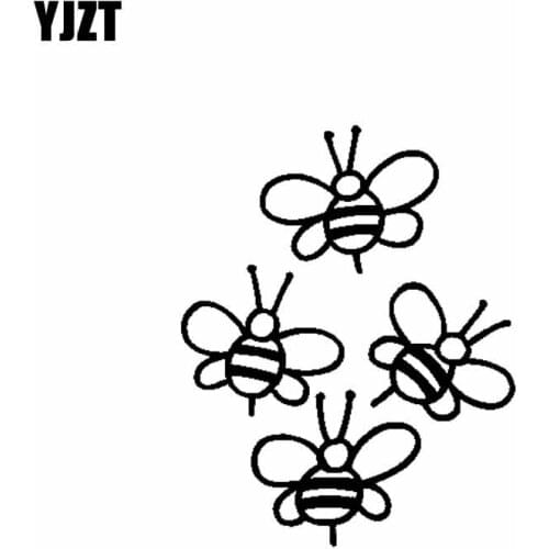 YJZT 15.3CM*19.2CM Cute Bees Playing Game Vinyl Decal Car Sticker Black/Silver C19-0054