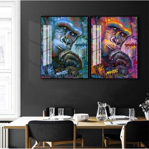 Wall Art For Living Room Decoration Abstract Graffiti Gorilla Monkey Pictures Animal Posters Prints Canvas Painting