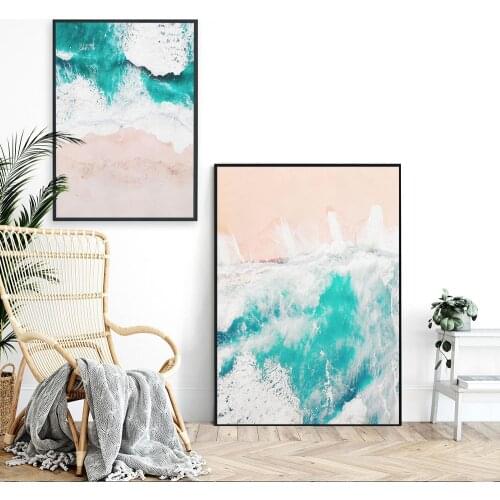 Natural Poster Blue Beach View Canvas Painting Travel Wave Art Print Natural Modern Wall Picture for Living Room Home Decor