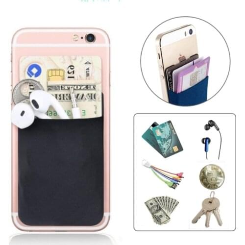 2019 New Adhesive Pocket On Cell Phone ID Credit Card Holder Elastic Card Holder Brand Lycra Card Case Wallet