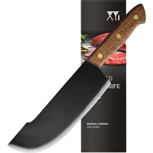 XYJ Full Tang Chef Carving Knife 8 Inch Black Blade High Carbon Steel Meat Vegetable Fruit Fish Cooking Knives With Gift Box