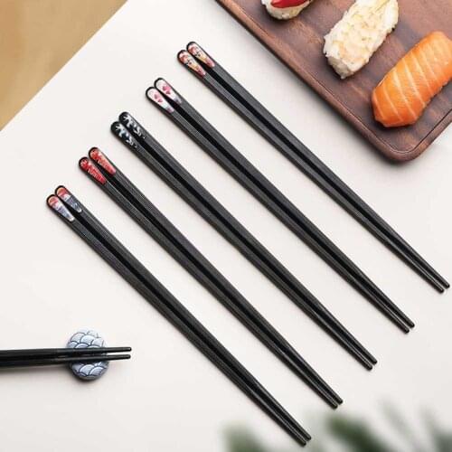 1 Pair Chopstick Japanese-style Food Grade Flower Pattern Sushi Chopsticks Kitchen Tableware Accessories Chinese Chop Stick