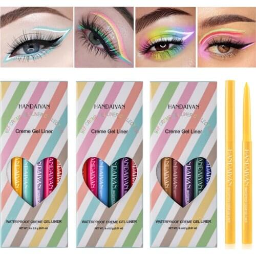 6Colors/Pack Glitter Color Eyeliner Gel Kit Makeup Waterproof Matte Colorful 24H Long-Lasting No blooming Eye Liner Pen Makeup