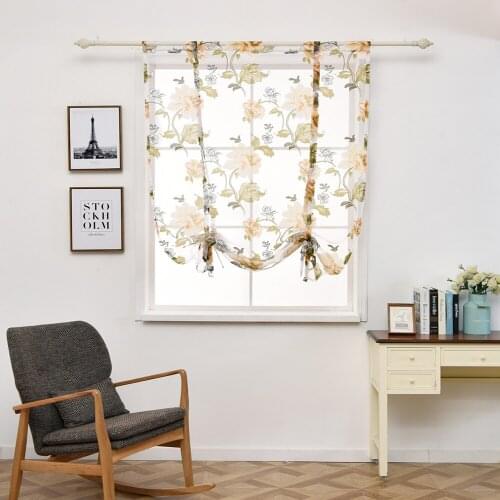 Roman Short Curtains Flower Window Curtains fabric Tulle Sheer Curtains kitchen Bedroom Living room Home Decoration
