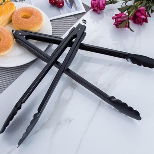 Justdolife Stainless Steel Cooking Tongs Non-Slip Kitchen Tongs Non-Stick Serving Clamp Cooking Clip Clamp BBQ Salad Tools
